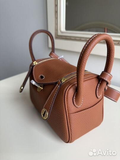 Сумка в стиле hermes lindy camel натуральная