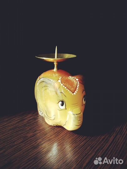 Подсвечник из натурального камня (селенит), слон