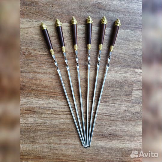 Шампура подарочные с деревянной ручкой Тигр венге