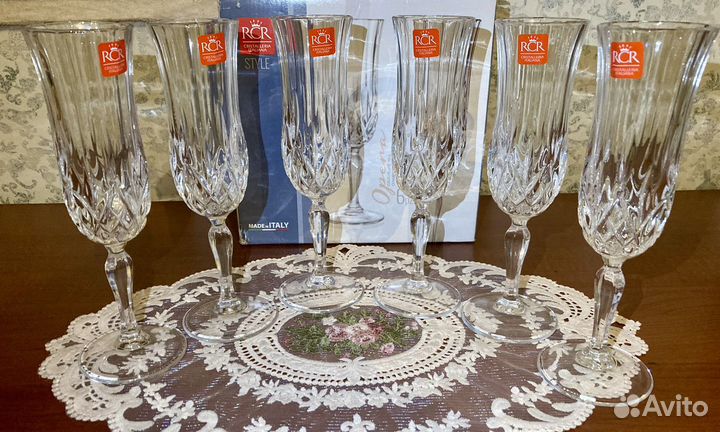 Набор из 6 хрустальных бокалов для шампанского