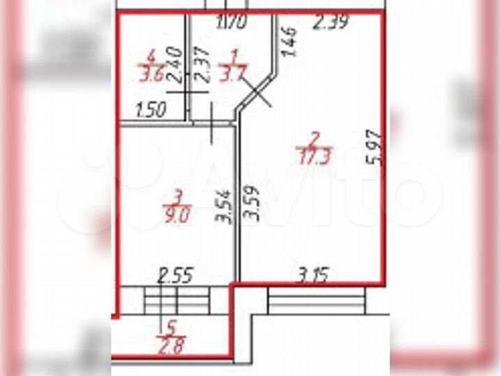 1-к. квартира, 33 м², 4/5 эт.