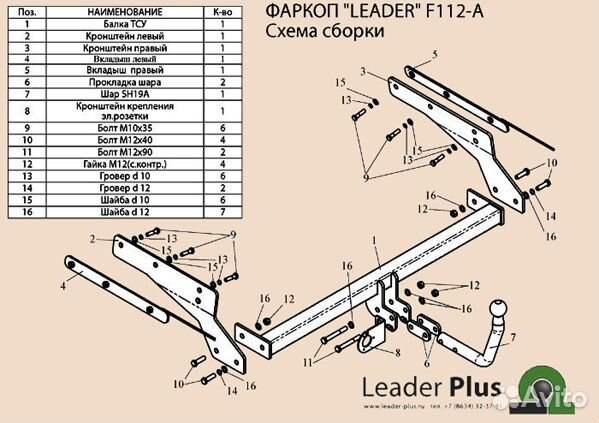 Фаркоп Ford Mondeo wagon 2000-2007 от Leader