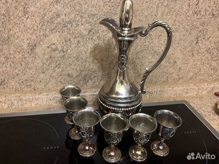 Графин с рюмками мельхиоровый