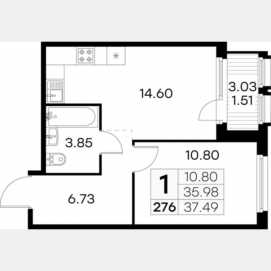 1-к. квартира, 37,5 м², 14/15 эт.