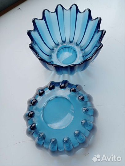 Вазочки синее стекло