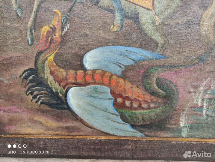 Старинная икона св Георгий Победоносец Храмовая