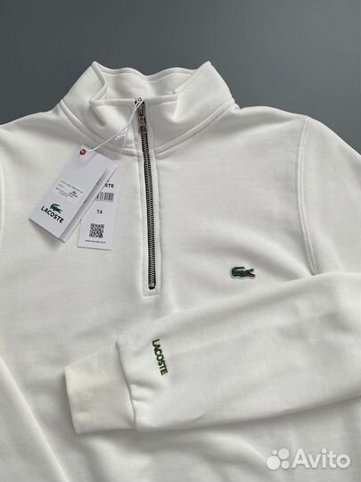 Свитшот lacoste полузамок в стиле old money белый