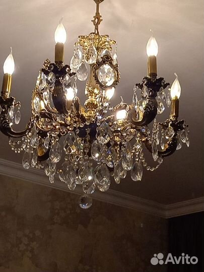 Бронзовая люстра + 2 бра/ хрусталь
