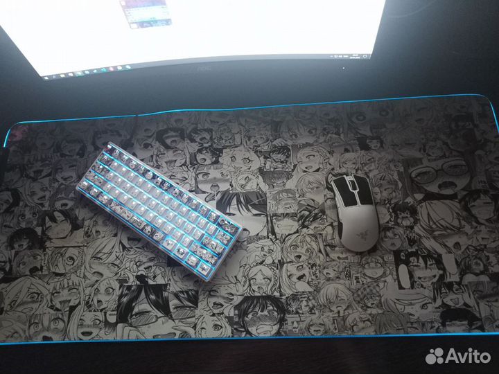 Игровой RGB коврик для мыши Ahegao (900x400x3)