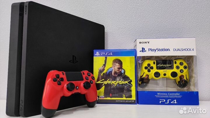 Sony PS4 Slim 2 геймпада и 89 игр