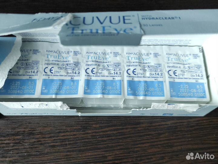 Контактные линзы acuvue trueye -4, -2.25