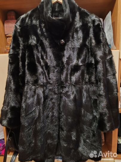 Шуба норковая 42 44 черная поперечка