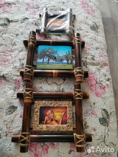 Изделия из бамбука: картина, часы, рамка