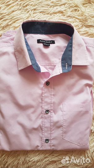 Рубашка розовая с длинным рукавом