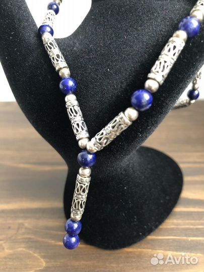 Серебряное колье 925 с лазуритом Винтаж