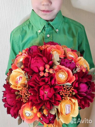 Букет из конфет съедобный цветы 1 сентября учителю