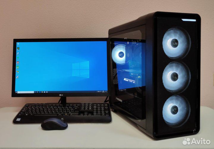 Мощный пк с монитором, Ryzen 5-3600, GTX 1050Ti