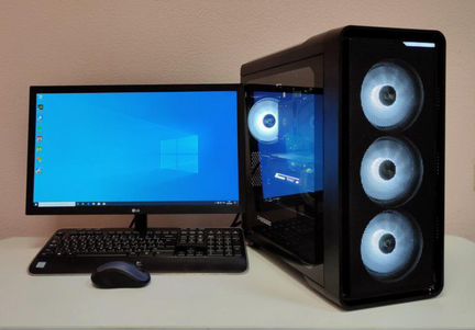 Мощный пк с монитором, Ryzen 5-3600, GTX 1050Ti