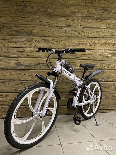 Велосипед на литых дисках складной белый