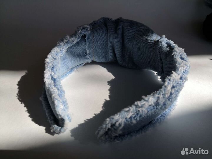 Ободок джинсовый, повязка для волос ручной работы