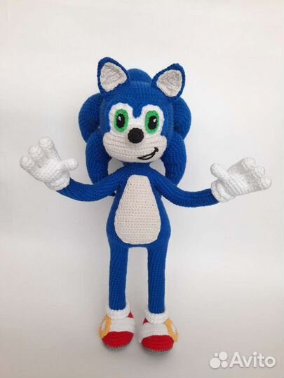 Игрушки вязаные крючком Соник, синий ёжик