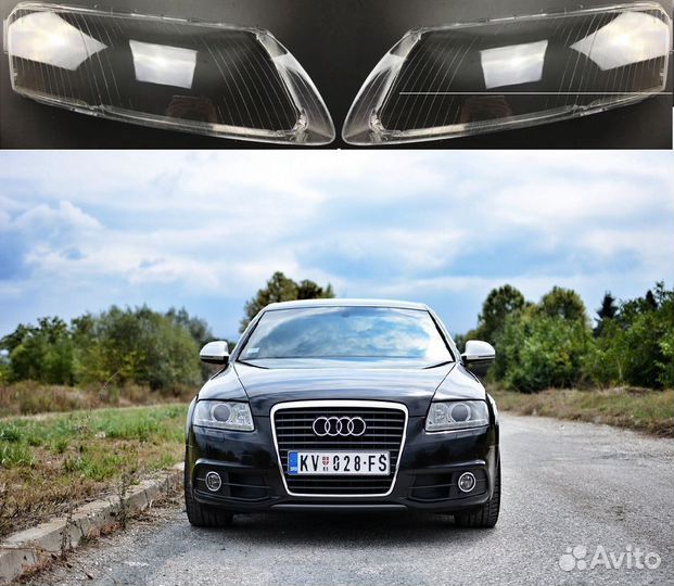 Стекла фар Audi A6 C6 / стекло фары Ауди А6 Ц6