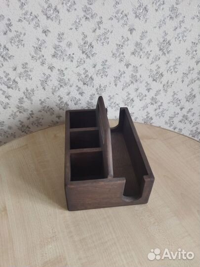 Салфетница деревянная из дуба с ручкой