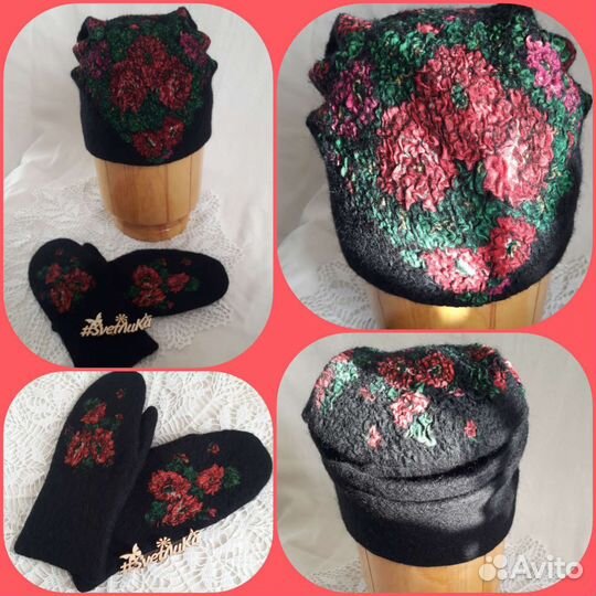 Комплект шапка и варежки