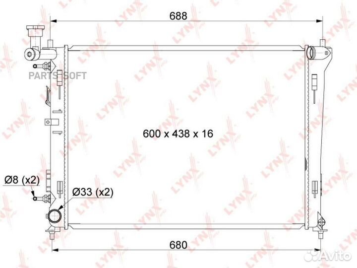 Lynxauto RB1055 Радиатор охлаждения паяный AT