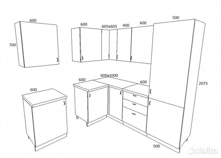 Кухонный гарнитур Блэк угловой 2100х1800