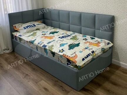 Детский диван с мягкой спинкой. Кровать угловая