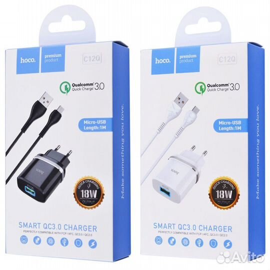 Hoco QC3.0 18 Вт + шнур microusb