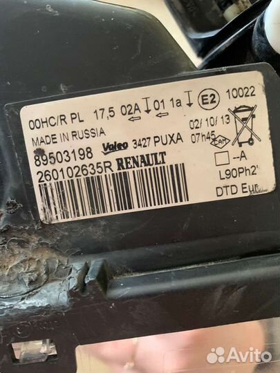 Фара правая на renault logan 1, 2013г