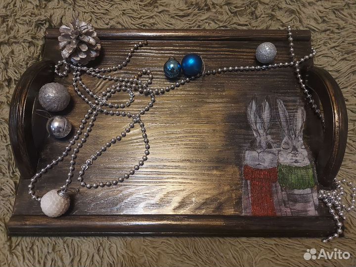 Поднос деревянный из массива сосны