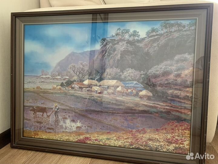 Картина Корея, акварель в раме под стеклом