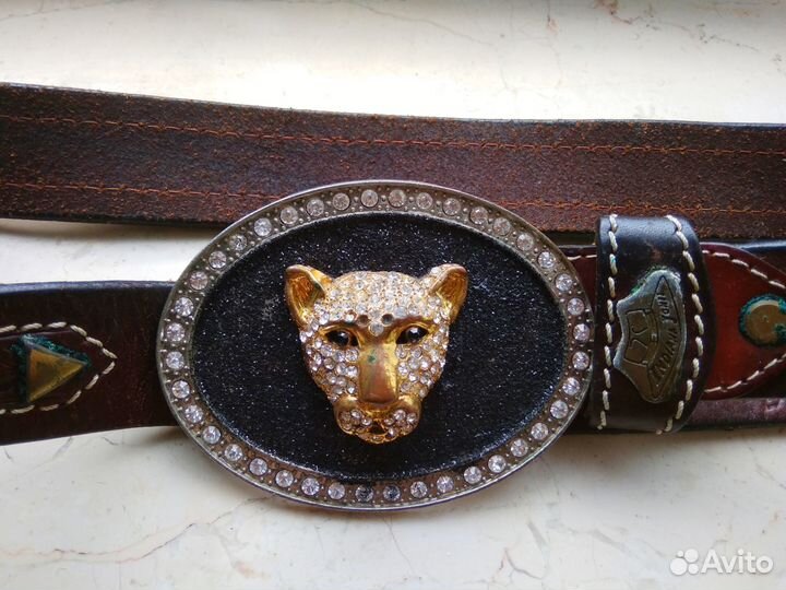 Кожаный ремень. Пряжка со стразами