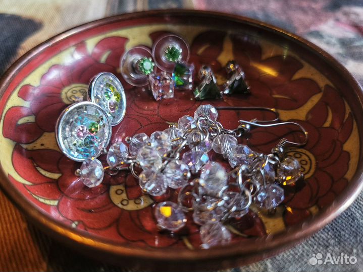 Серьги винтажные Чехия: Bohemia Swarovski оригинал