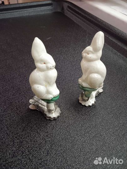 Ёлочные игрушки СССР 1930-1950г Заяц на прищепке