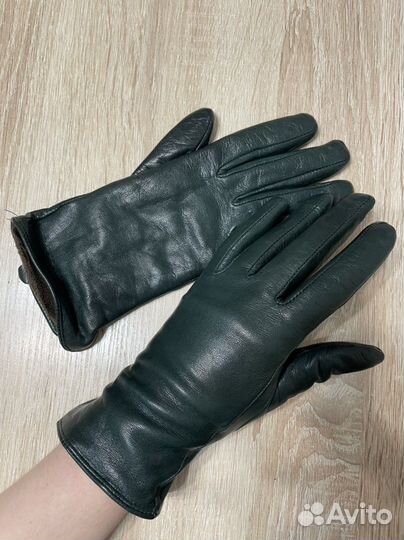 Перчатки женские кожаные зимние