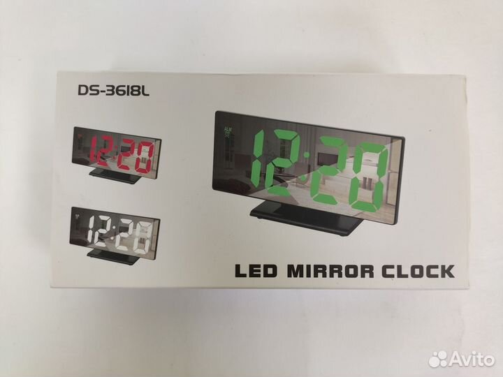 Настольные часы электронные с зеркальным экраном