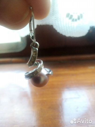 Жемчуг спираль кулон серьги