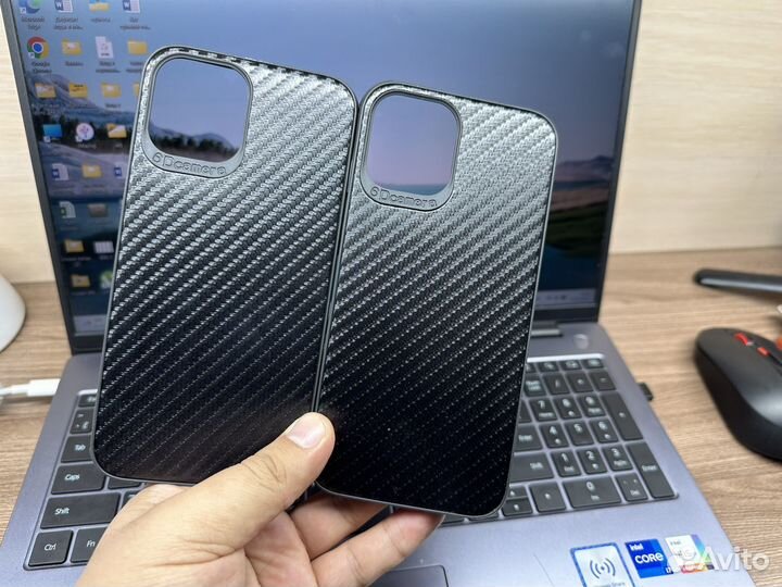 Чехол на iPhone 12 pro max карбон