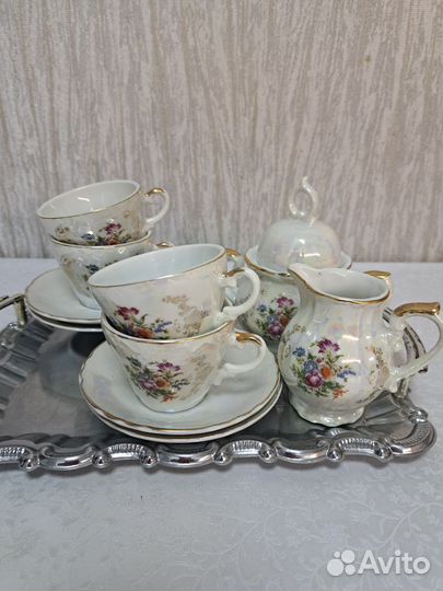 Сервиз кофейный мадонна 4 персоны с поющим чайник