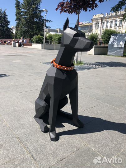 Скульптура из металла - Доберман (полигональный)