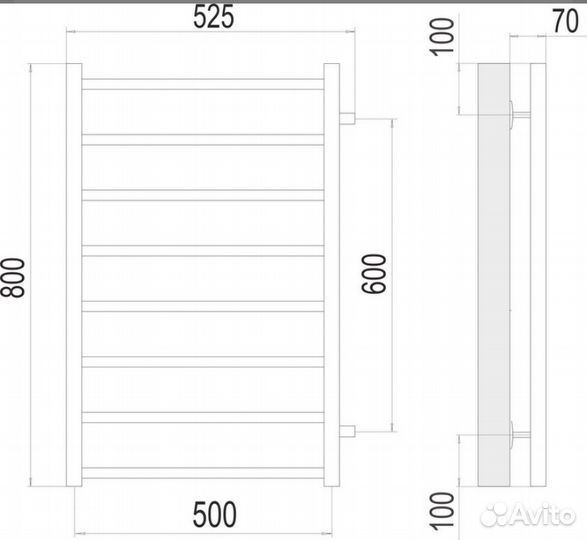 Вега П8 500х800 бп600 Полотенцесушитель terminus
