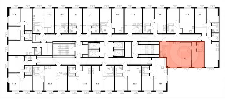 2-к. квартира, 63,1 м², 8/33 эт.