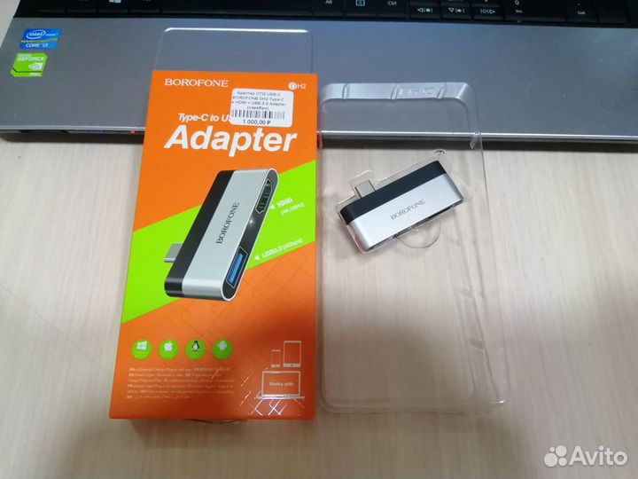 Адаптер OTG borofone DH2 Type-C to hdmi + USB 3.0