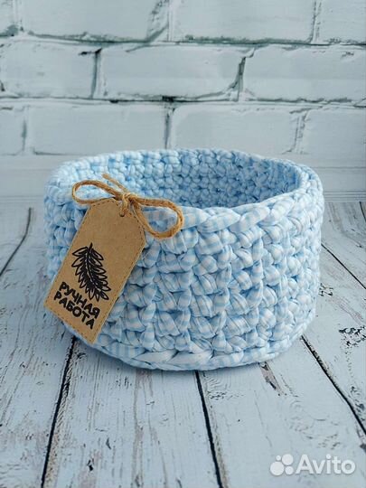 Вязаные корзинки для хранения набором
