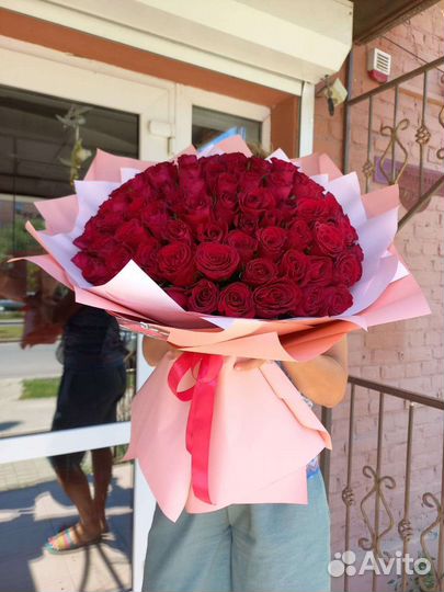 101 роза. Доставка (круглосуточно)