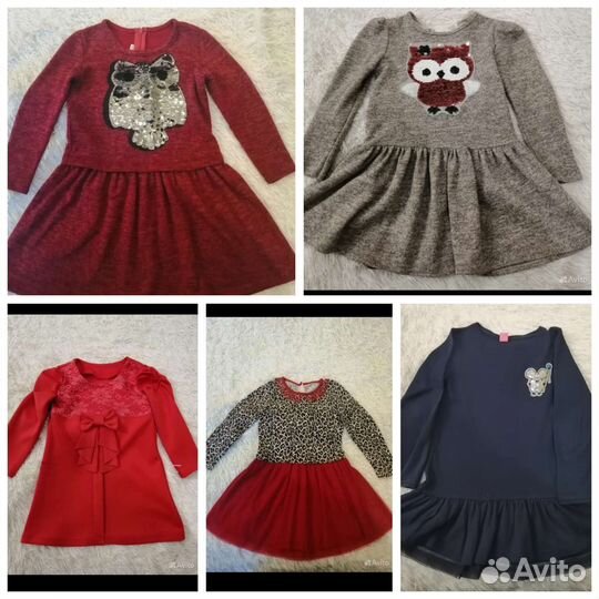 Платья тёплые пакетом для девочки 4-5 лет